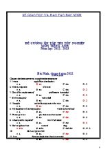 Đề cương ôn tập thi Tốt nghiệp THPT môn Tiếng Anh - Năm học 2012-2013 - Sở GD & ĐT Bắc Ninh